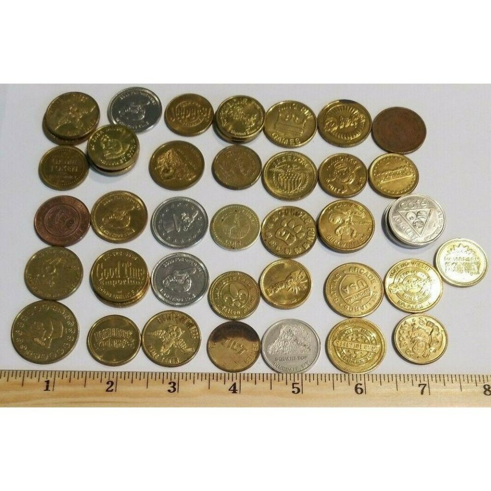 46 Amusement Device Tokens Vintage Coins Hoffman Mint Engraver Collection SC62